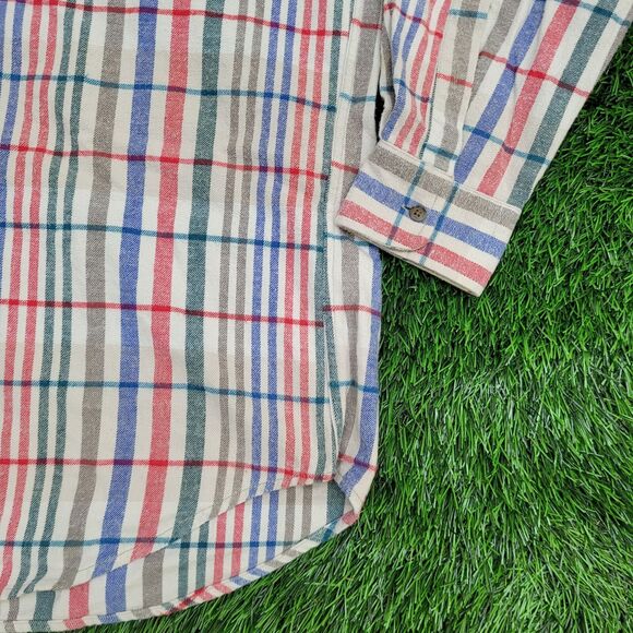 Vintage Boston Traders Button Shirt Large 23x31 Blue Pastel - Picture 11 of 12